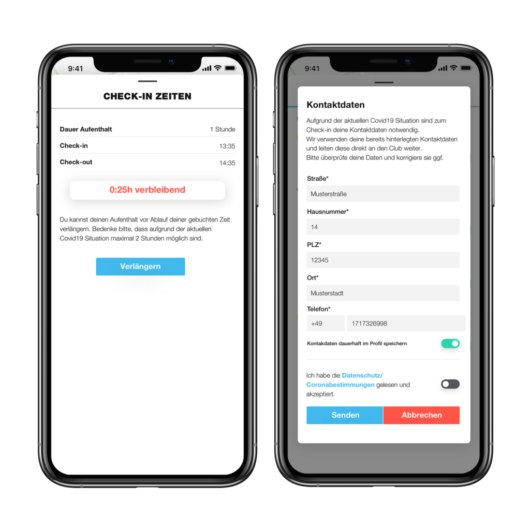 Checkin Kontaktrückverfolgung in der App Checkin Kontaktrückverfolgung in der App