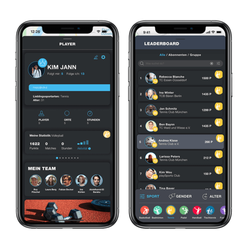 Wettkamp und Profil in der PLAYSPORTS App Wettkamp und Profil in der PLAYSPORTS App