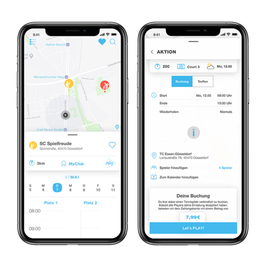 Tennisplatz mieten in der App Tennisplatz mieten in der App